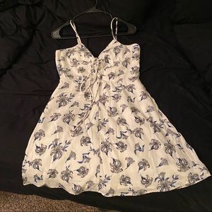 White Summer Dress w/ Blue Flowers